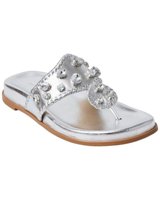 Jack Rogers White Jacks Sport Jeweled Leather Sandal