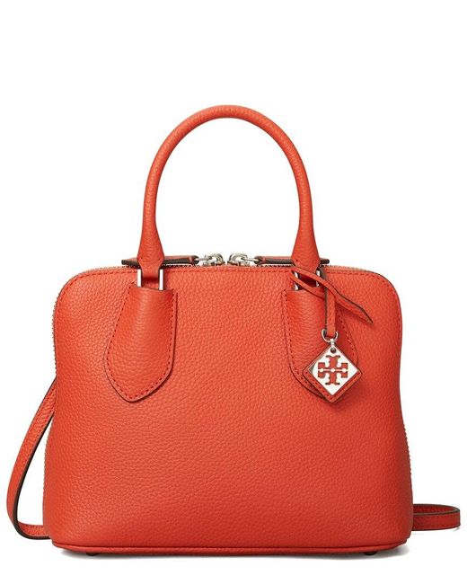 Tory Burch Red Mini Pebbled Leather Swing Bag