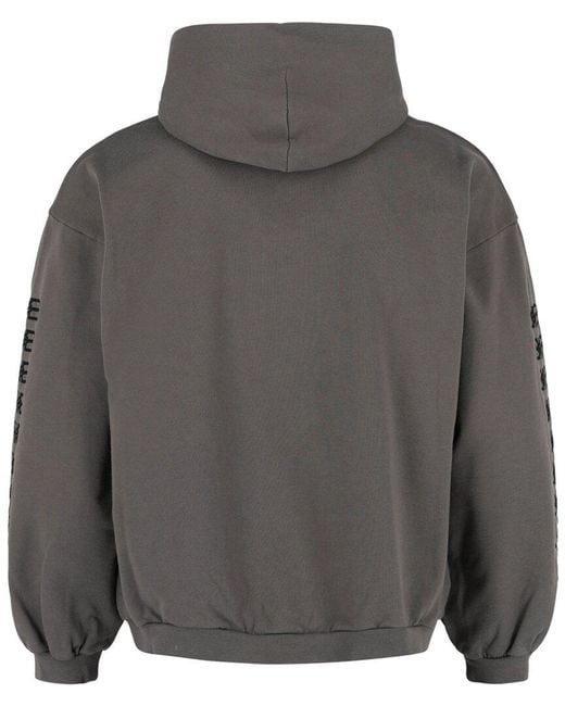 Balenciaga Gray Embroidered Cotton Hoodie for men