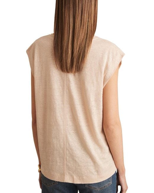 Reiss Natural Mara Sleeveless Linen T-Shirt
