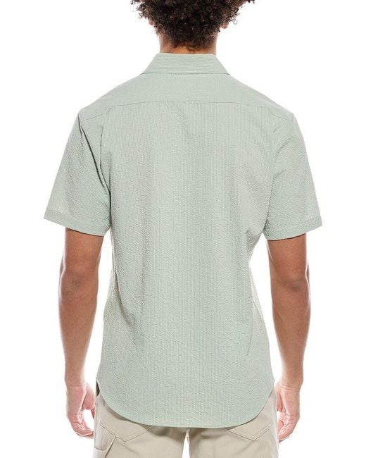 Tailorbyrd Green Solid Seersucker Short Sleeve Shirt for men