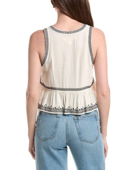 Saltwater Luxe Blue Linen-Blend Tank Top