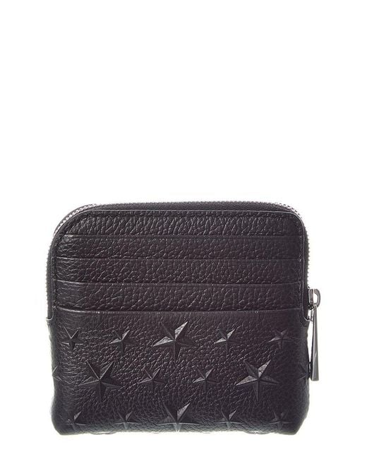 Jimmy Choo Gray Compact Zip Leather Card Case