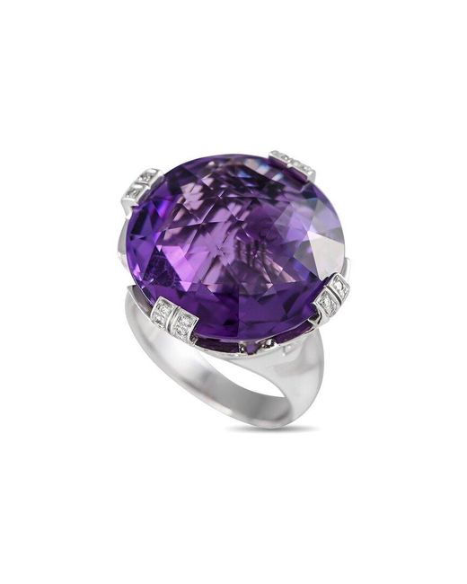 BVLGARI Purple Bulgari Parentesi 18K 0.70 Ct. Tw. Diamond & Amethyst Ring (Authentic Pre- Owned)