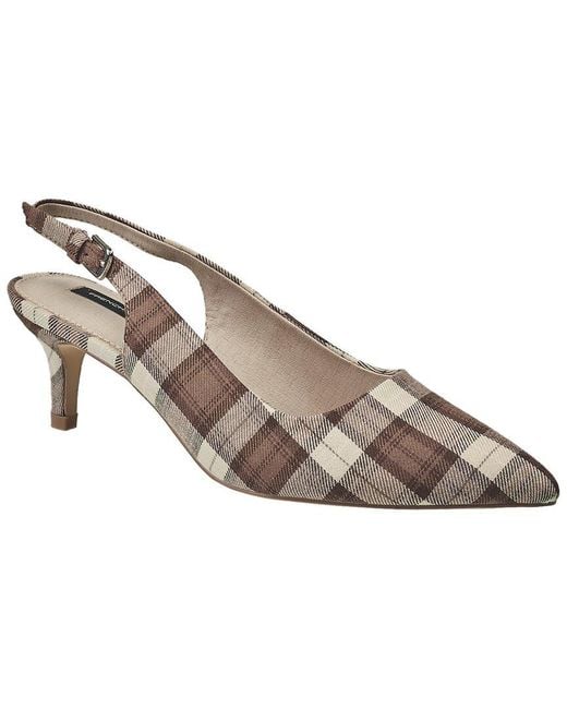 French Connection Metallic Plaid Textile Heeled Pumps
