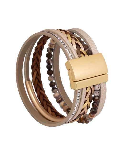 Saachi Metallic Leather Bracelet