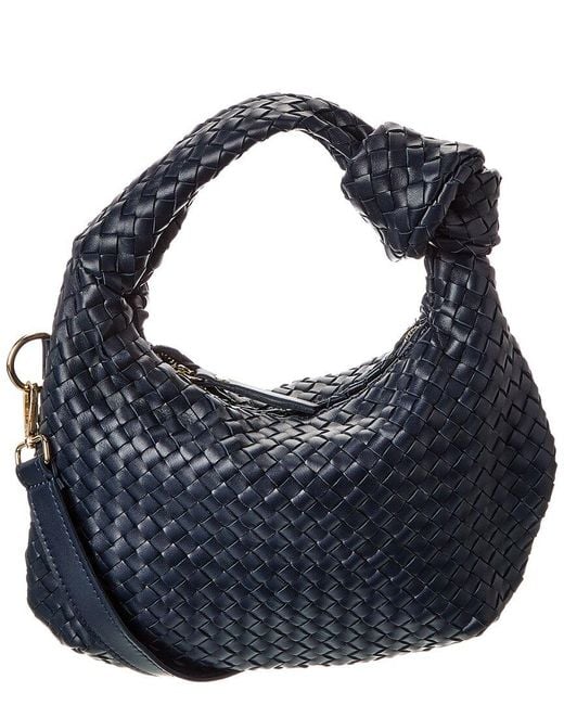 Isabella Rossetti Blue Sylvie Hand-Woven Leather Shoulder Bag