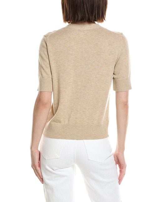 Cece Natural Flower Embroidery V-Neck Wool-Blend Cardigan