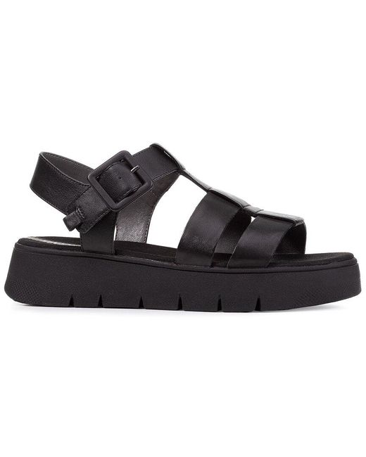 Geox D Dandra 40 Leather-trim Sandal in Black | Lyst