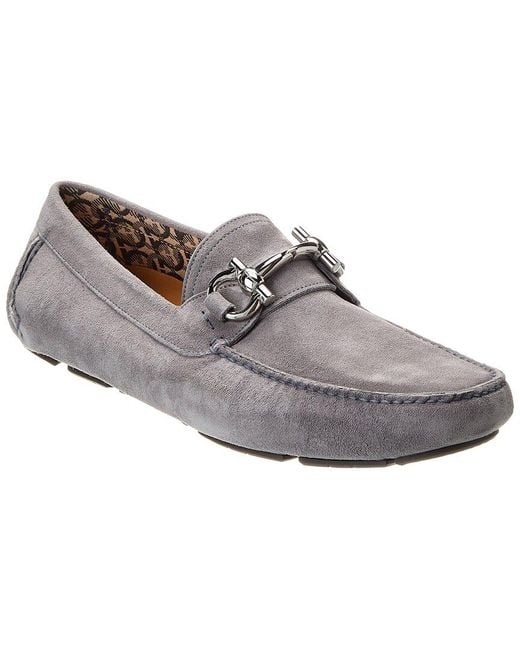Ferragamo Gray Parigi Eco Evolo Suede Driver for men