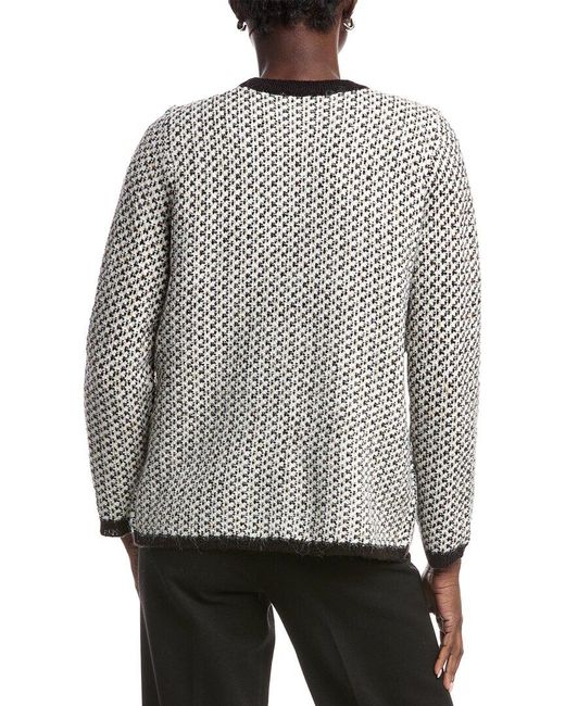 Anne Klein Gray Knit Houndstooth Cardigan