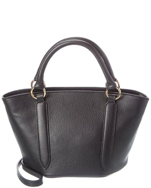 Italian Leather Black Top Handle Tote
