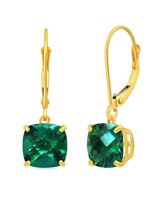 MaxColor Green 10k 3.20 Ct. Tw. Lab-grown Emerald Earrings