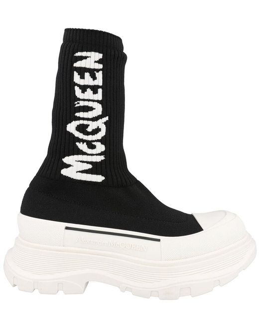 McQueen Black Ribbed Tread Slick Boot