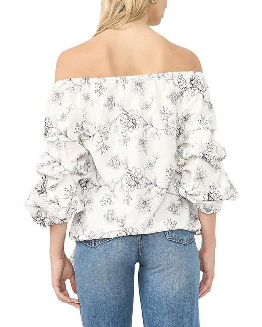 Vince Camuto White Off The Shoulder Bubble Sleeve Blouse
