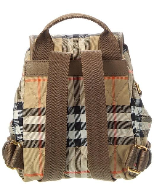 Burberry Natural Horseshoe Check Nylon Backpack