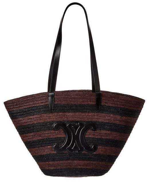 Céline Black Classic Panier Raffia & Leather Tote