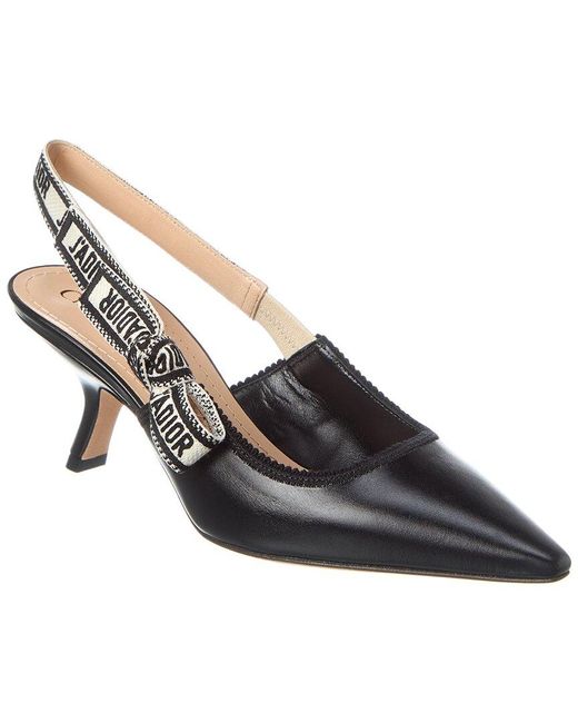 Dior Black J'Adior Leather Slingback Kitten Heels