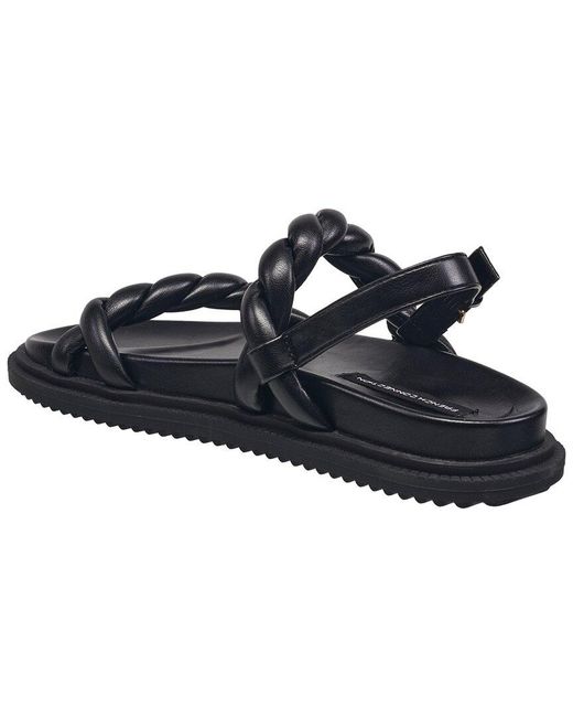 French Connection Black Brieanne Faux Leather Strappy Flatform Sandals
