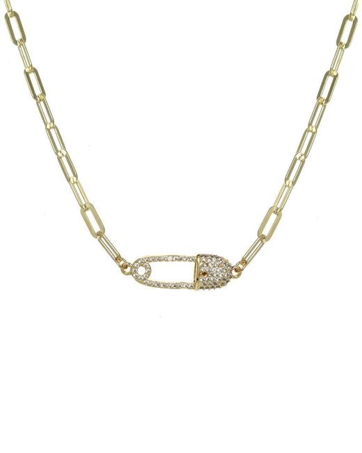Rachel Reinhardt Jewelry Metallic 14K Over Cz Paperclip Chain Necklace