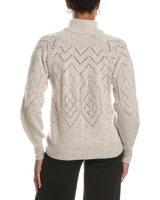 Autumn Cashmere White Pointelle Mock Neck Cashmere Sweater