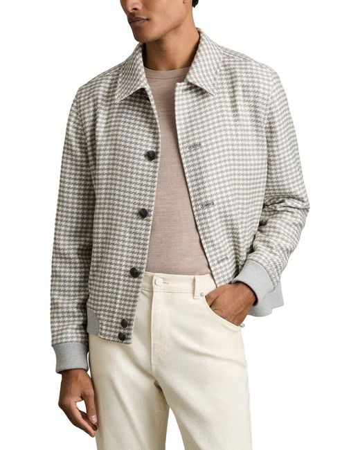 Reiss Gray Benny Dogtooth Check Jacket for men