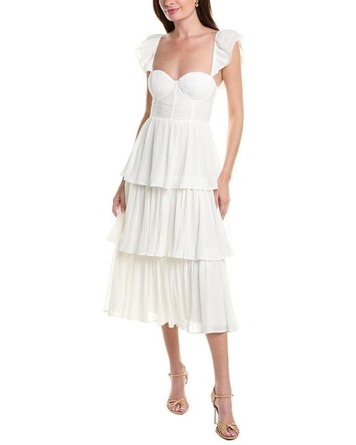 Rachel Parcell White Corset Pleated Midi Dress