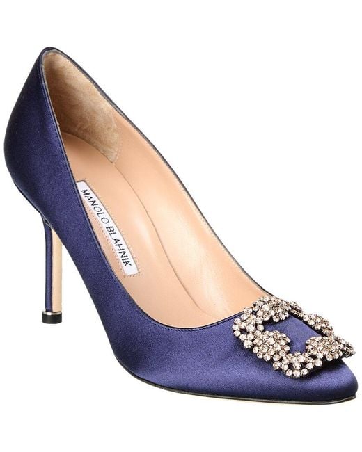 Manolo Blahnik Blue Hangisi 90 Satin Pump