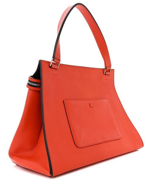 Céline Red Grained Calfskin Leather Medium Edge Shoulder Bag (Authentic Pre-Loved)