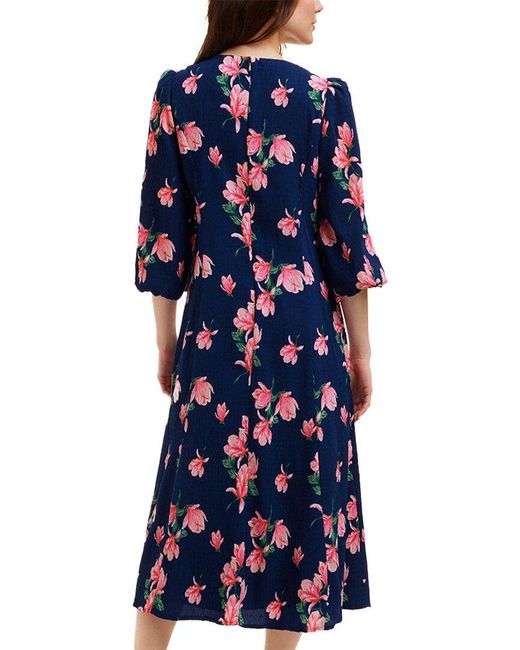 Draper James Blue Matilda Crewneck Midi Dress