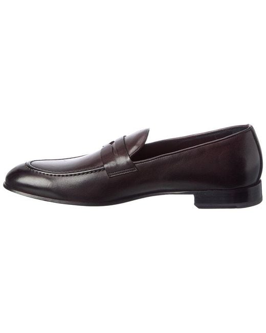 Isaia Brown Leather Loafer for men