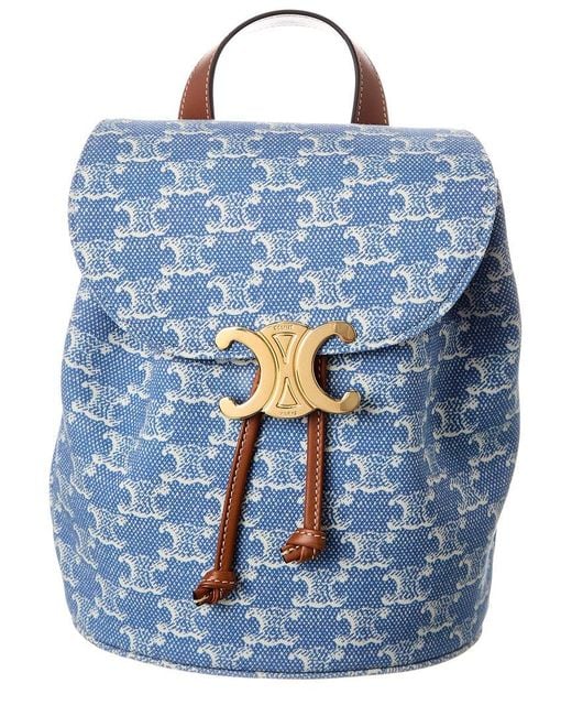 Céline Blue Bonnie Triomphe Denim & Leather Backpack