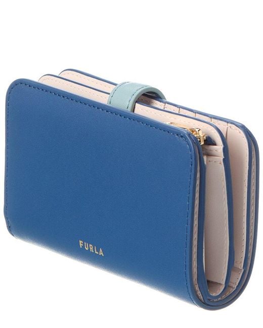 Furla Blue Levante Leather Compact Wallet
