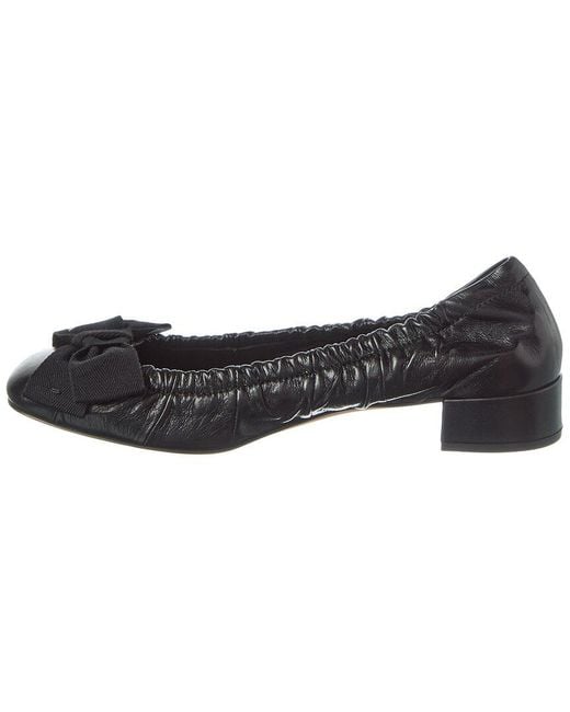Prada Black Logo Leather Ballerina Flat