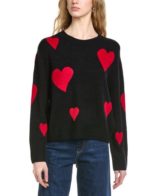Cece Red Heart Jacquard Crew Sweater