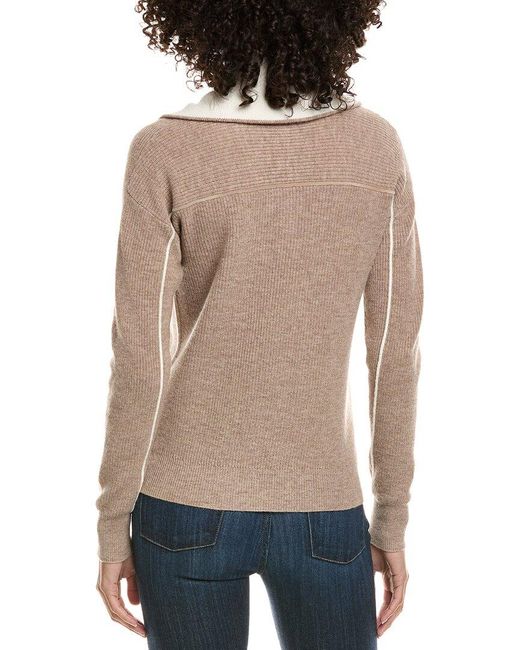 InCashmere Natural Zipper Big Polo 1/4-Zip Wool & Cashmere-Blend Sweater