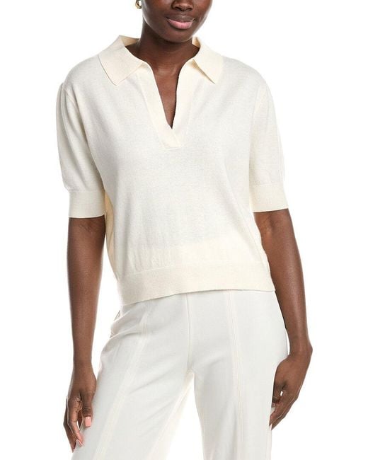 Alexis White Danilo Wool & Cashmere-Blend Polo Sweater