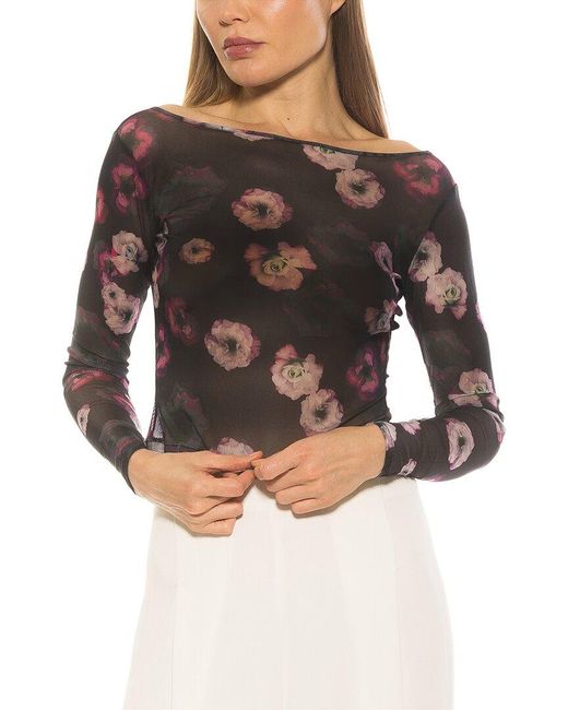 Alexia Admor Gray Opal Boatneck Sheer Mesh Top