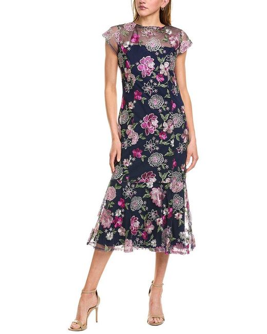 Marina Blue Midi Ruffle Dress