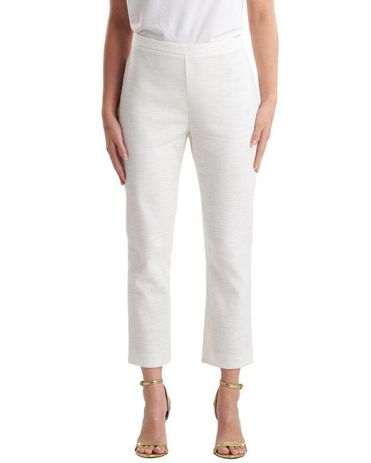 Natori White Stretch Basketweave Capri Pant