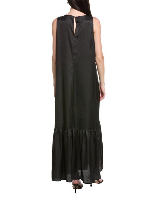 Vince Camuto Green High Neck Drop Waist Tiered Maxi Dress