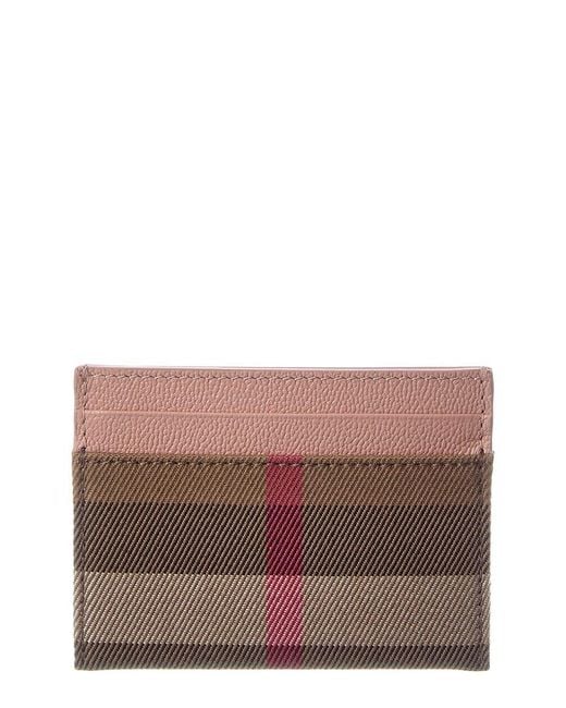 Burberry Brown Check Canvas & Leather Card Case