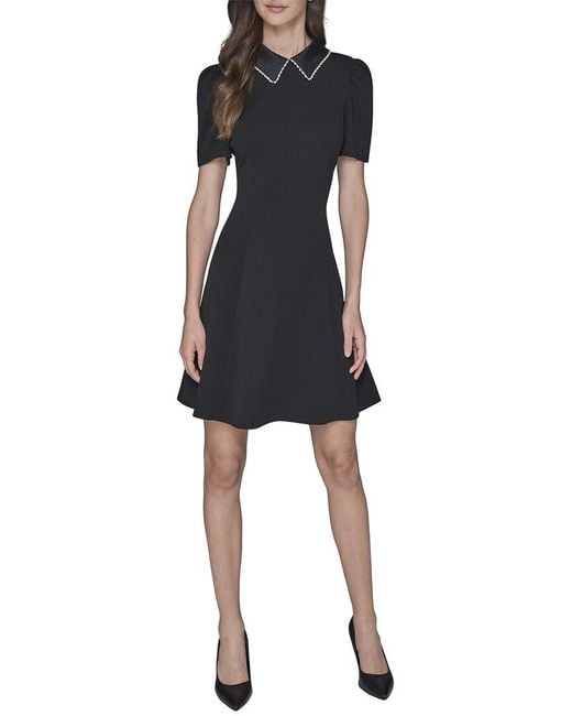 Karl Lagerfeld Black Scuba A-Line Dress