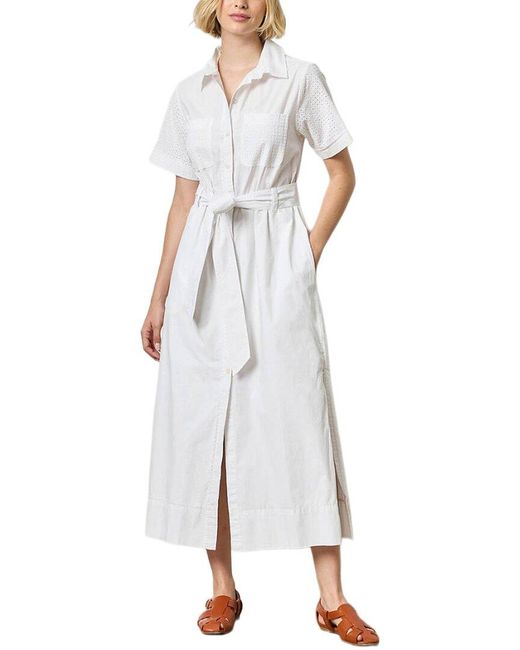 Lilla P White Eyelet Trim Maxi Shirt Dress