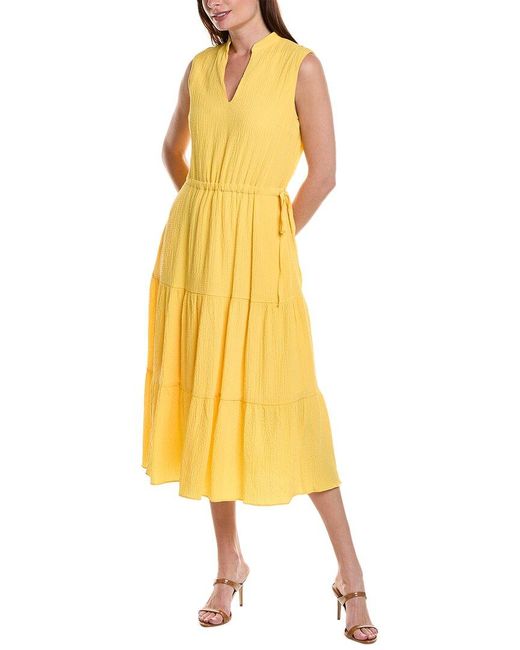 Anne Klein Yellow Tiered Midi Dress