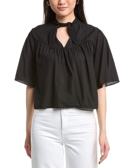 Nation Ltd Black Valerie Tie Neck Top