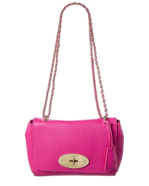 Mulberry Pink Lily Chain Link Leather Shoulder Bag