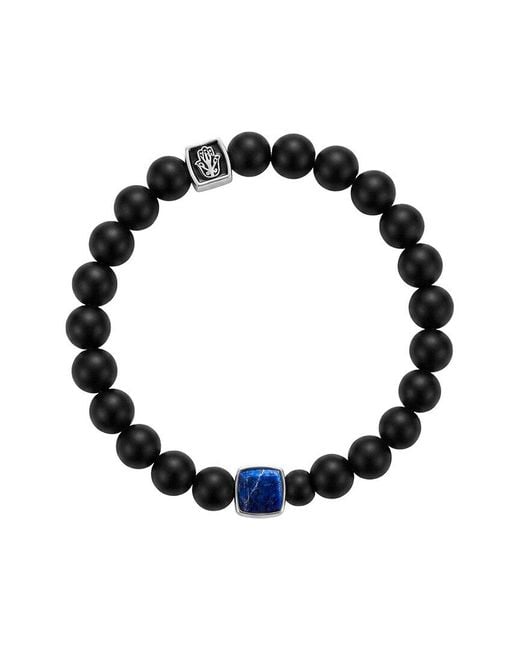 Karma and Luck Black Birthstone Plated Lapis Stretch Bracelet