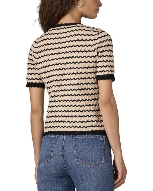Wit & Wisdom Multicolor Short Sleeve Round Neck Placket Sweater