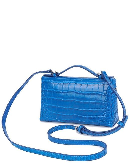 Tiffany & Fred Paris Blue Croc-Embossed Mini Leather Tote